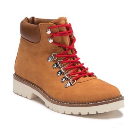 STEVE MADDEN Cognac Nubuck Red Lace Up Hiking Boot - Picture 2 of 8